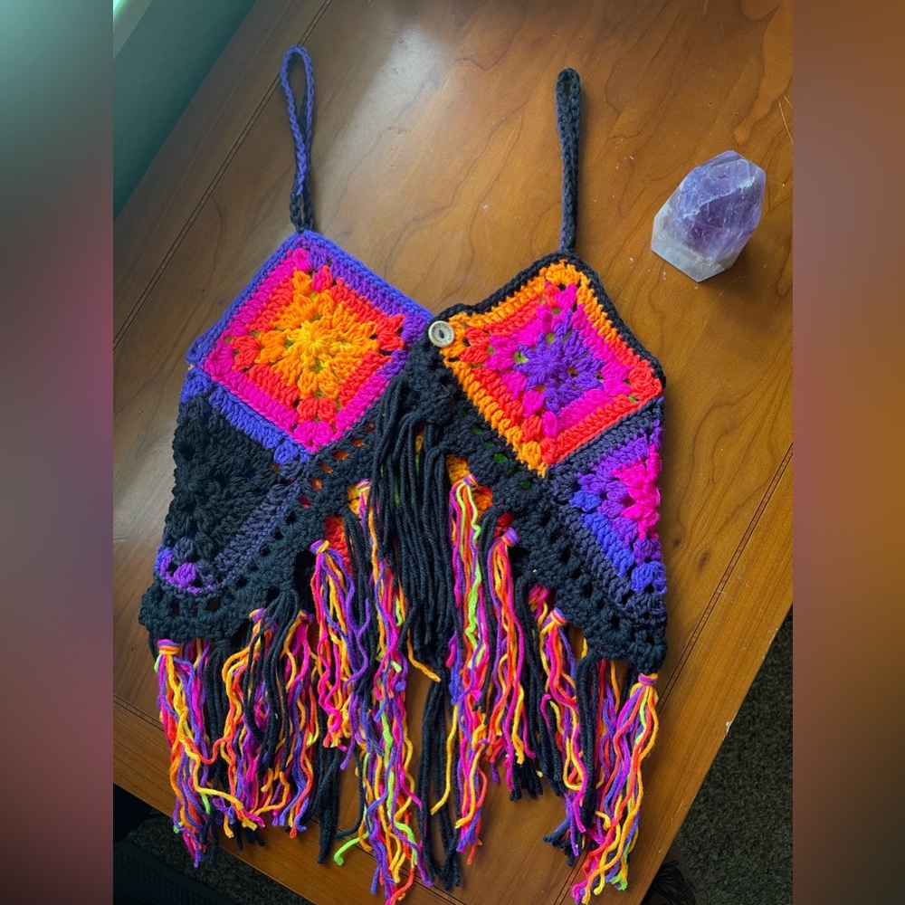Handmade crocheted summer festie top - Picture 2 of 6